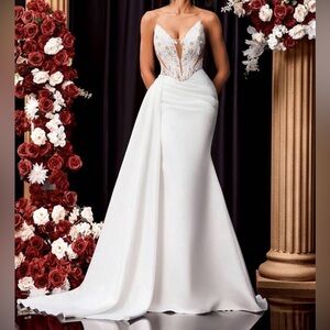 Wedding dress detailed with mesh siding